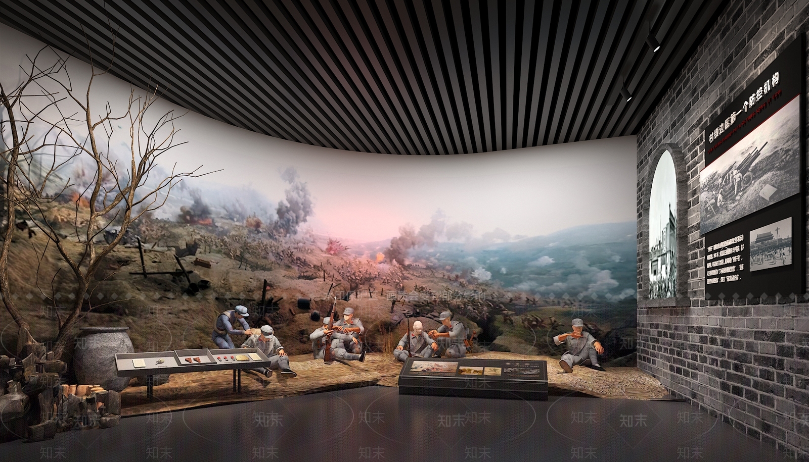 中式中古党建展厅3D模型下载【ID:1191397698】