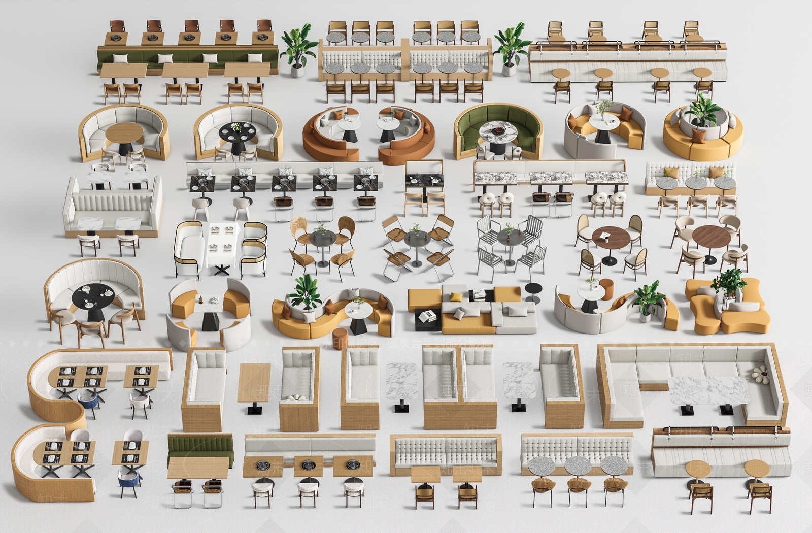 现代卡座沙发3D模型下载【ID:1191399411】