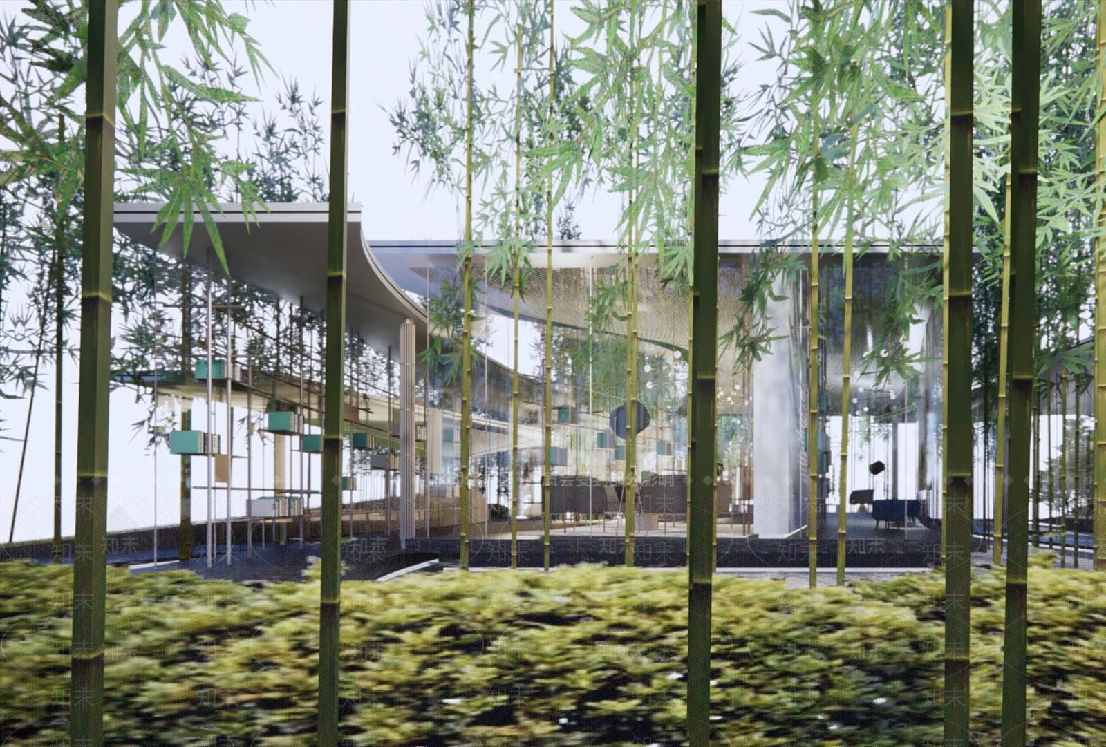 现代图书馆建筑SU模型下载【ID:1191400583】