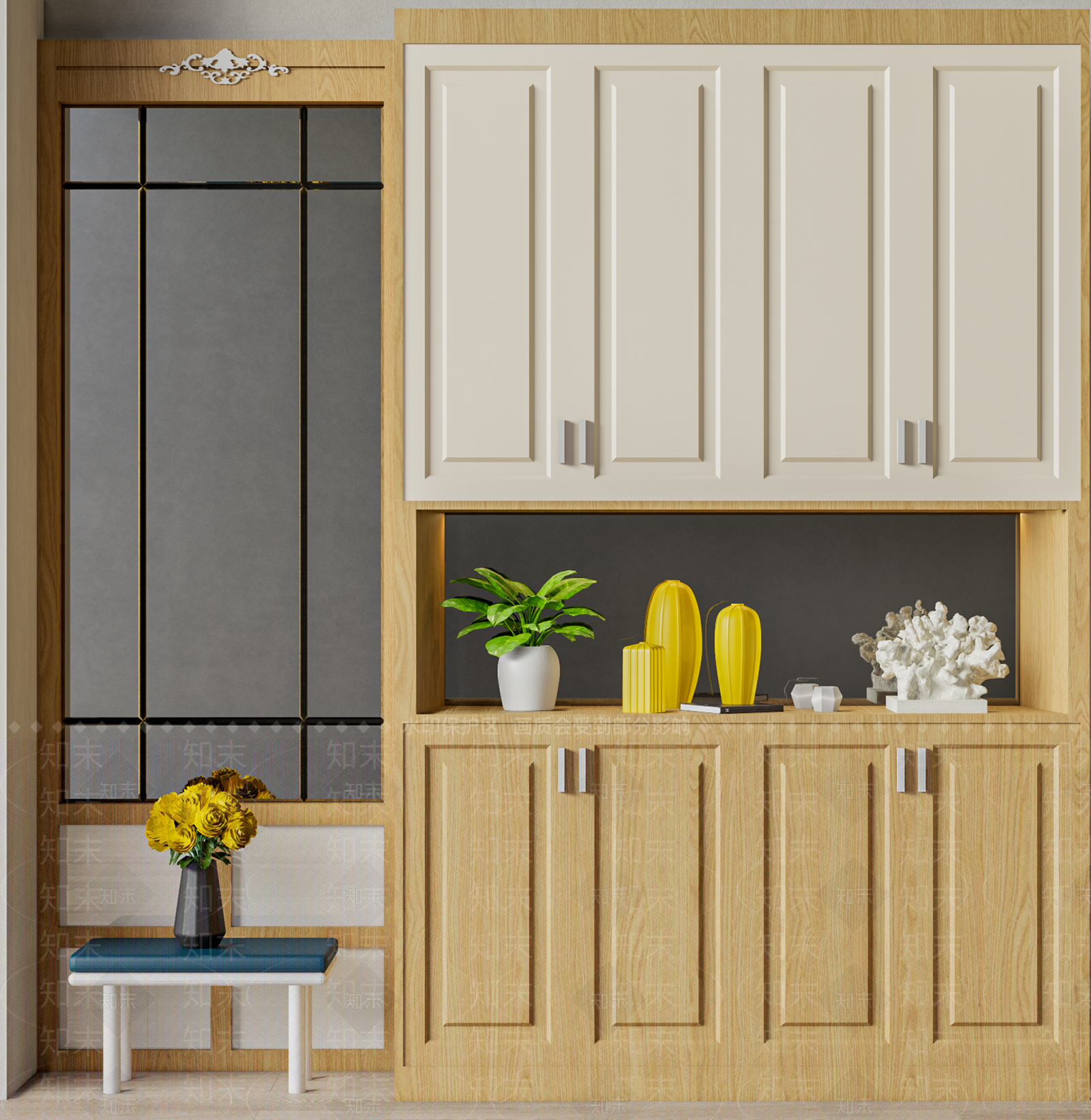 简欧北欧鞋柜3D模型下载【ID:1191403014】