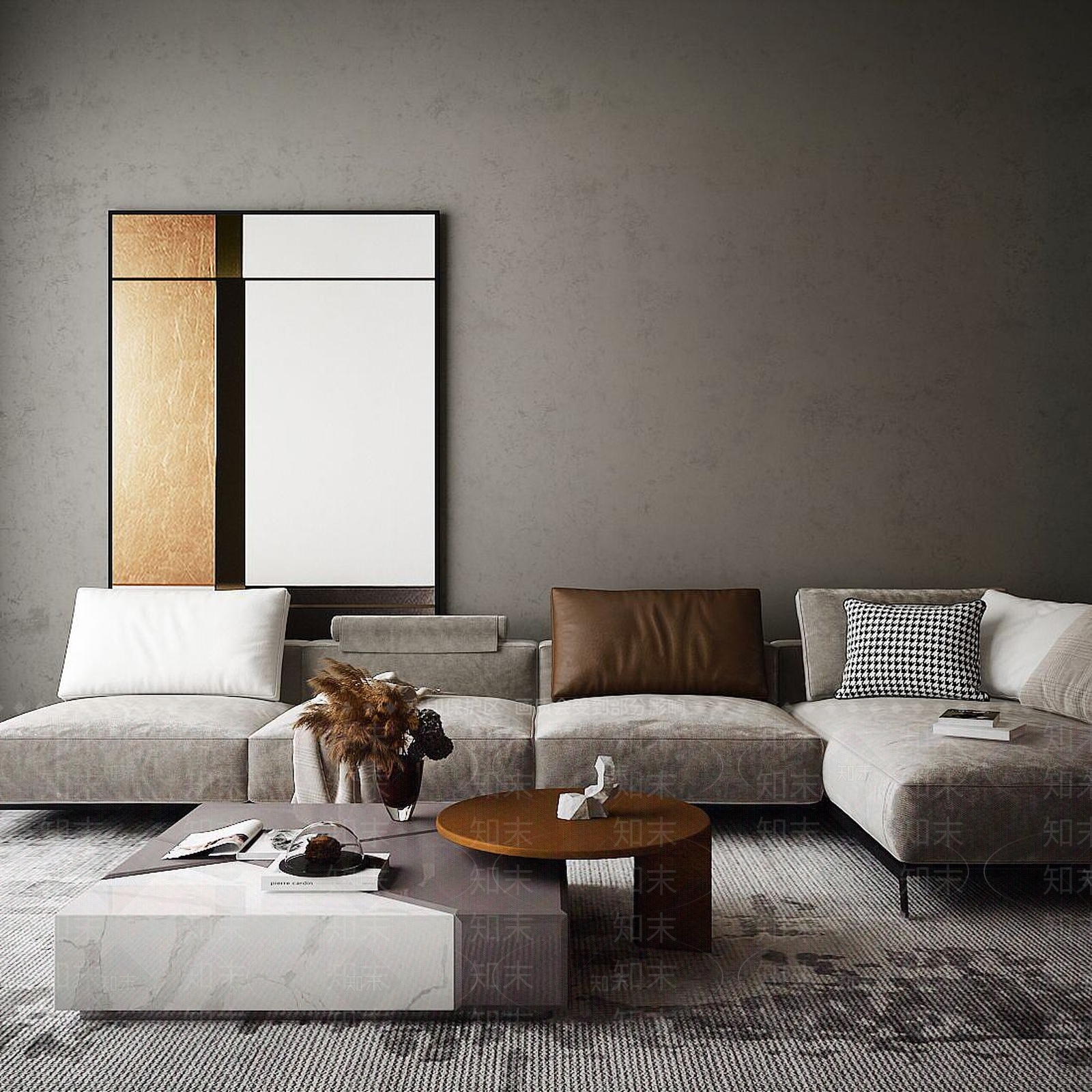 现代家具饰品组合沙发3D模型下载【ID:1191411252】