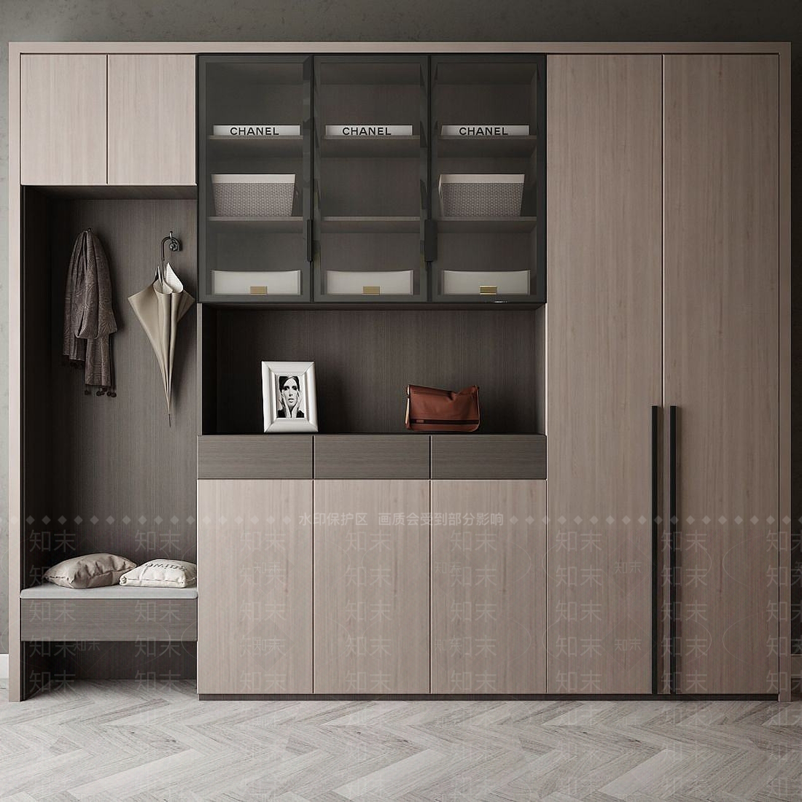 现代家具饰品组合衣柜3D模型下载【ID:1191411208】