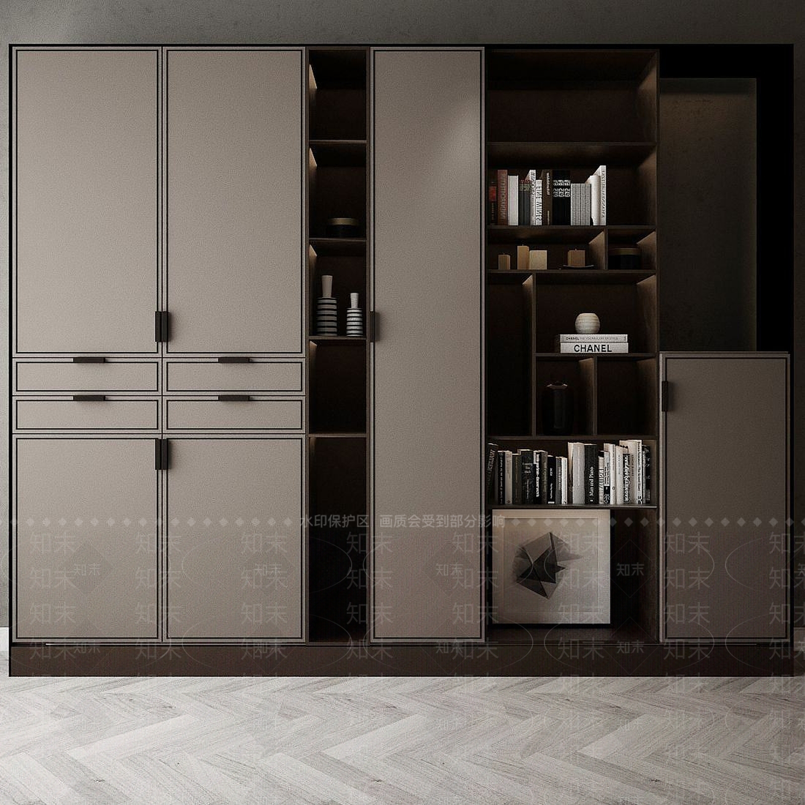 现代家具饰品衣柜组合3D模型下载【ID:1191411384】