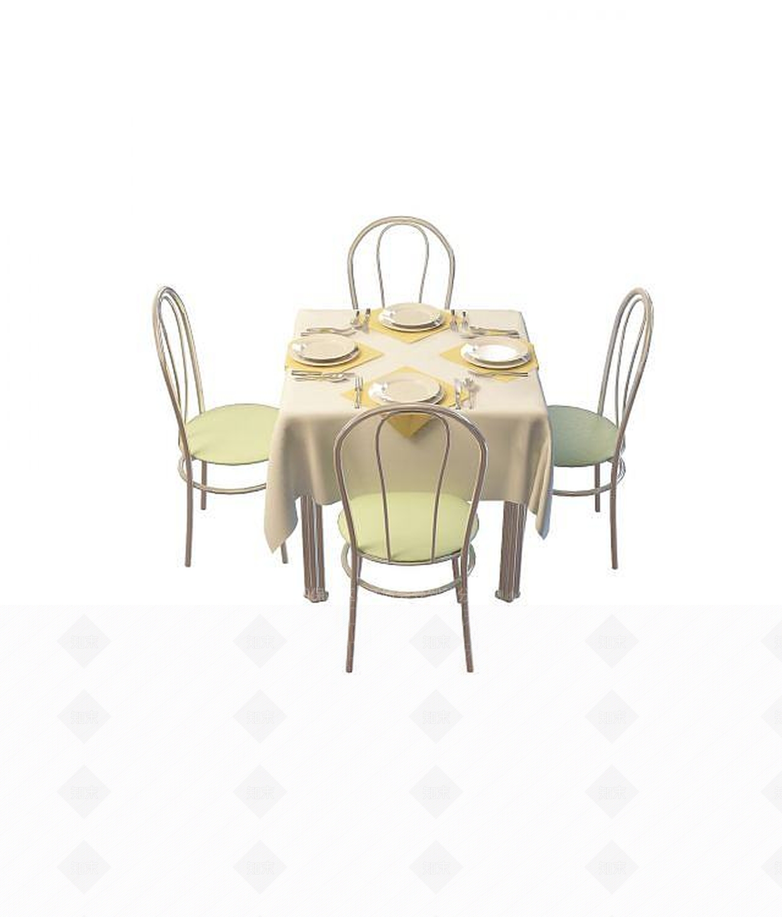 美式铁艺桌椅3D模型下载【ID:1191412341】