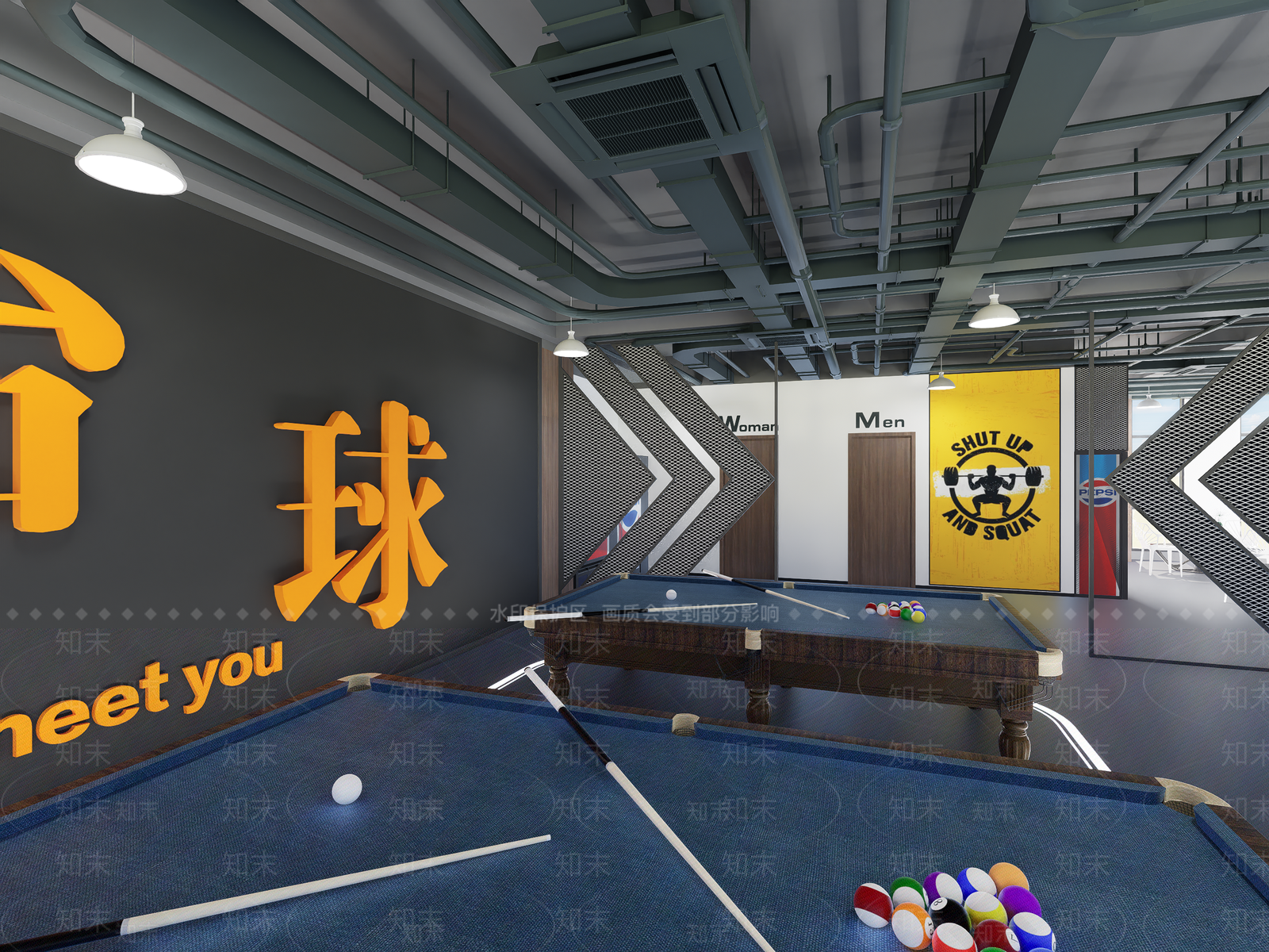工业台球室SU模型下载【ID:1191412454】
