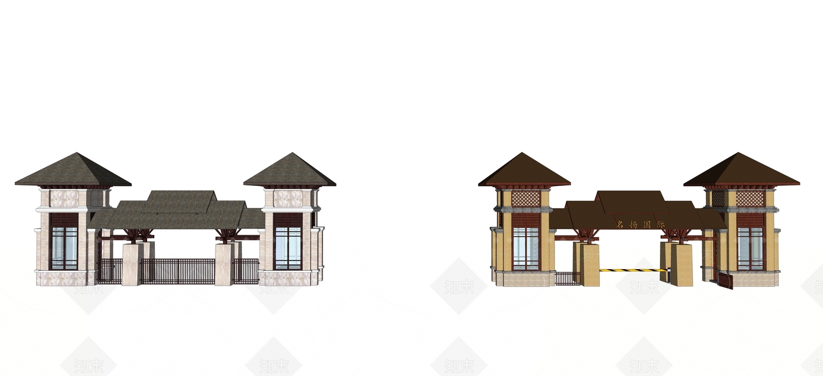 法式入口大门SU模型下载【ID:1191414697】