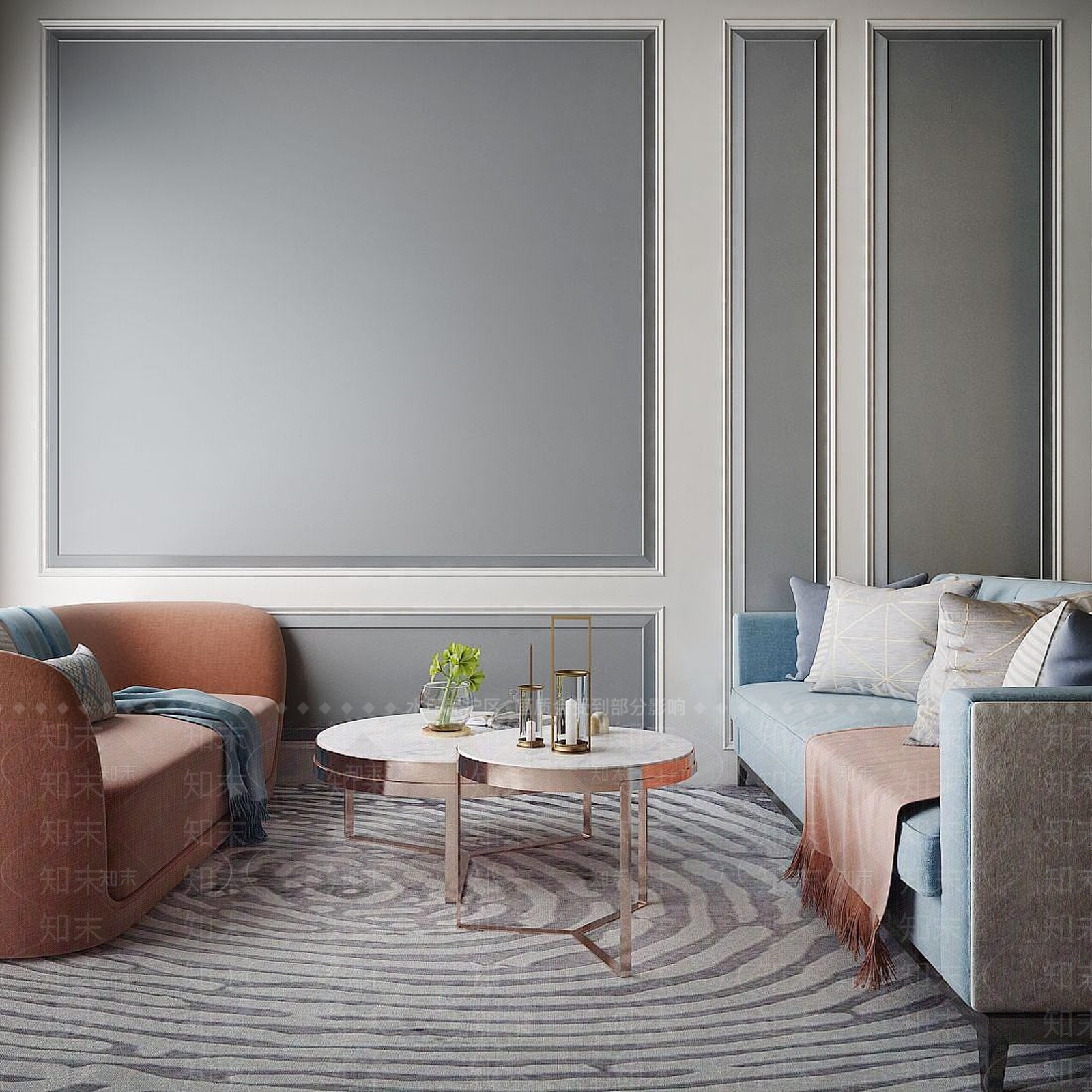 现代家具沙发茶几组合3D模型下载【ID:1191417578】