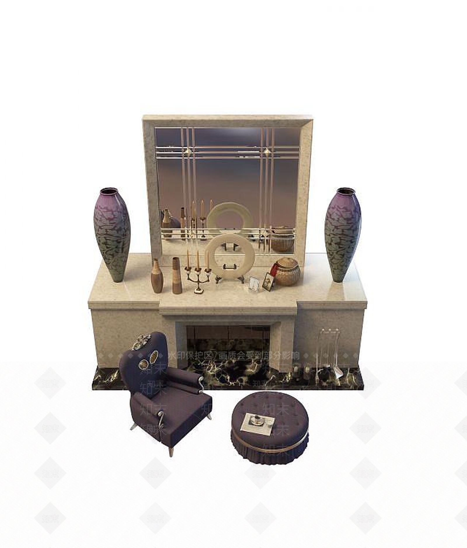 现代壁炉3D模型下载【ID:1191417643】