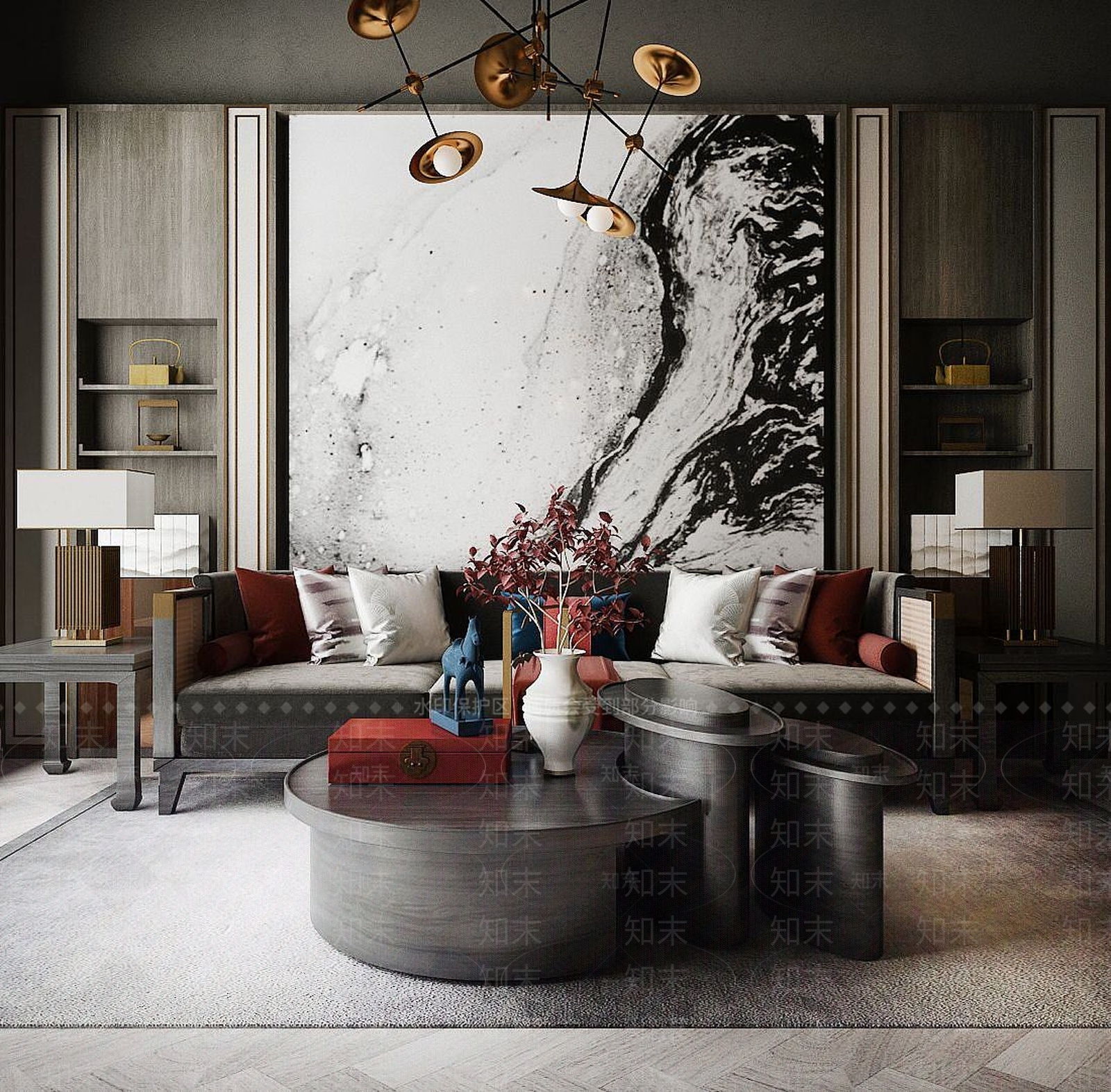 现代家具沙发茶几组合3D模型下载【ID:1191417721】