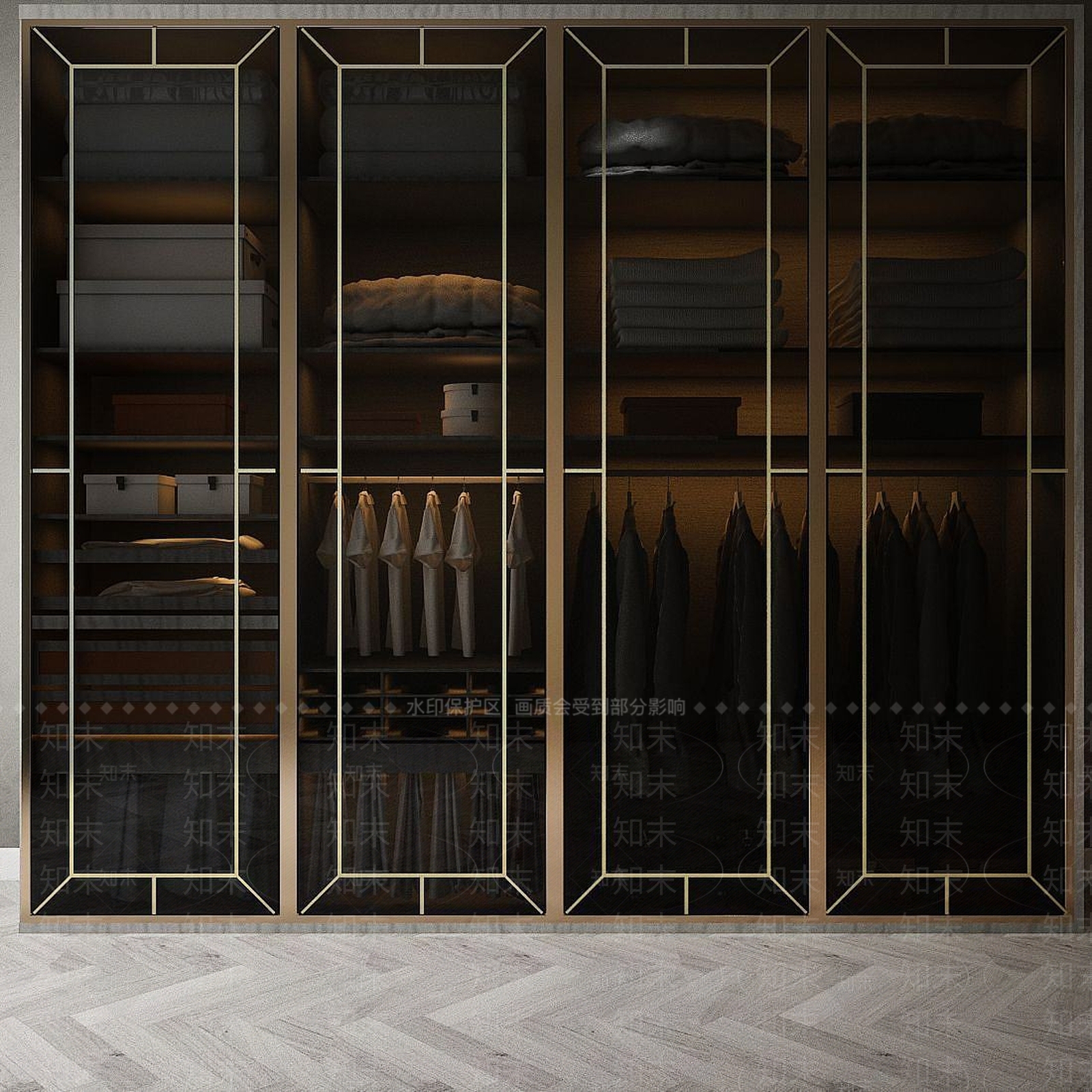 现代家具饰品大衣柜组合3D模型下载【ID:1191419603】