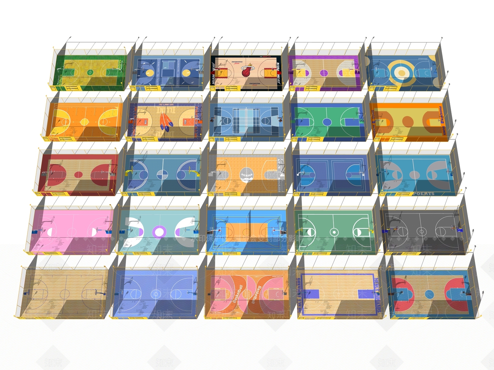 现代篮球场SU模型下载【ID:1191420568】