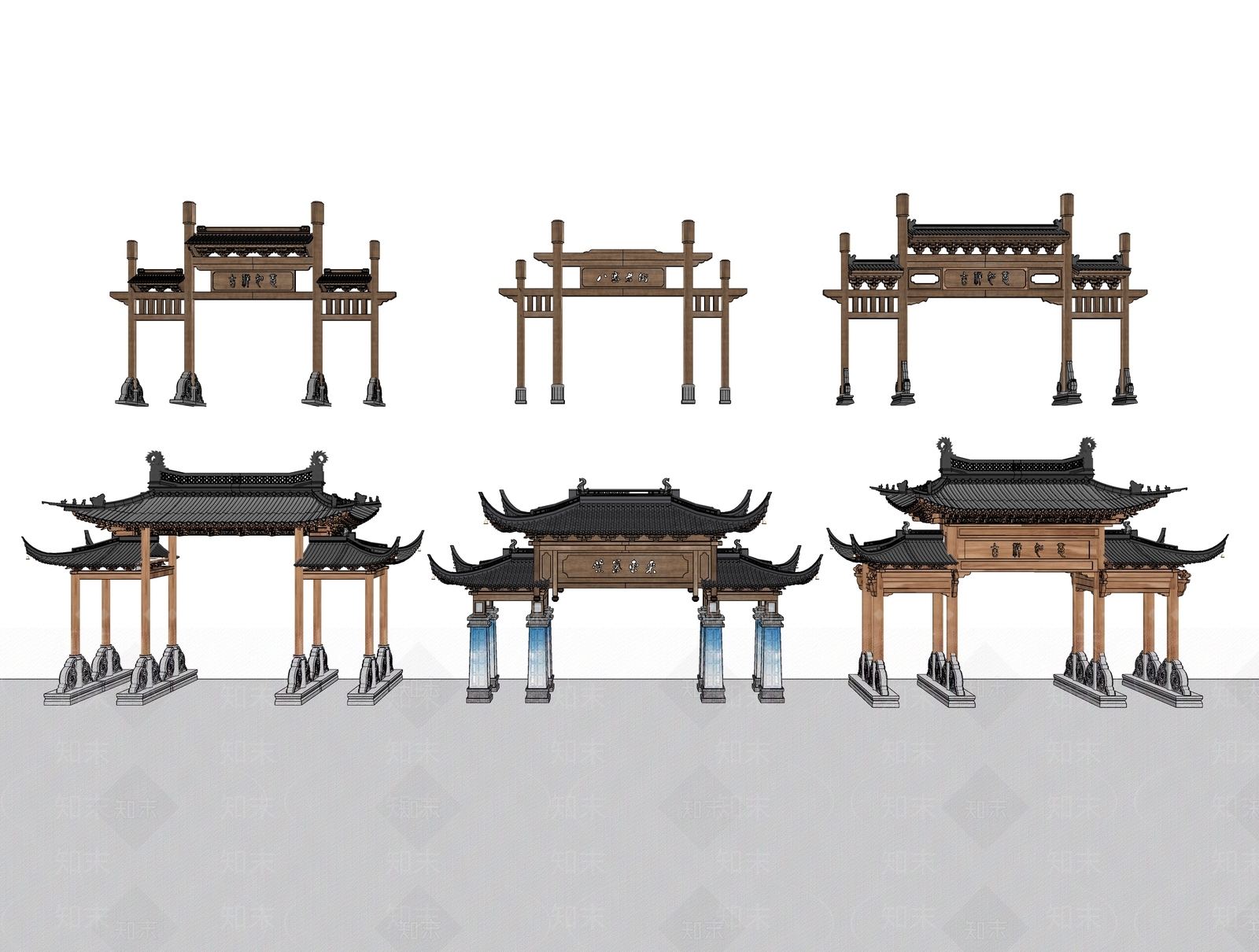 现代新中式牌坊牌楼SU模型下载【ID:1191420895】