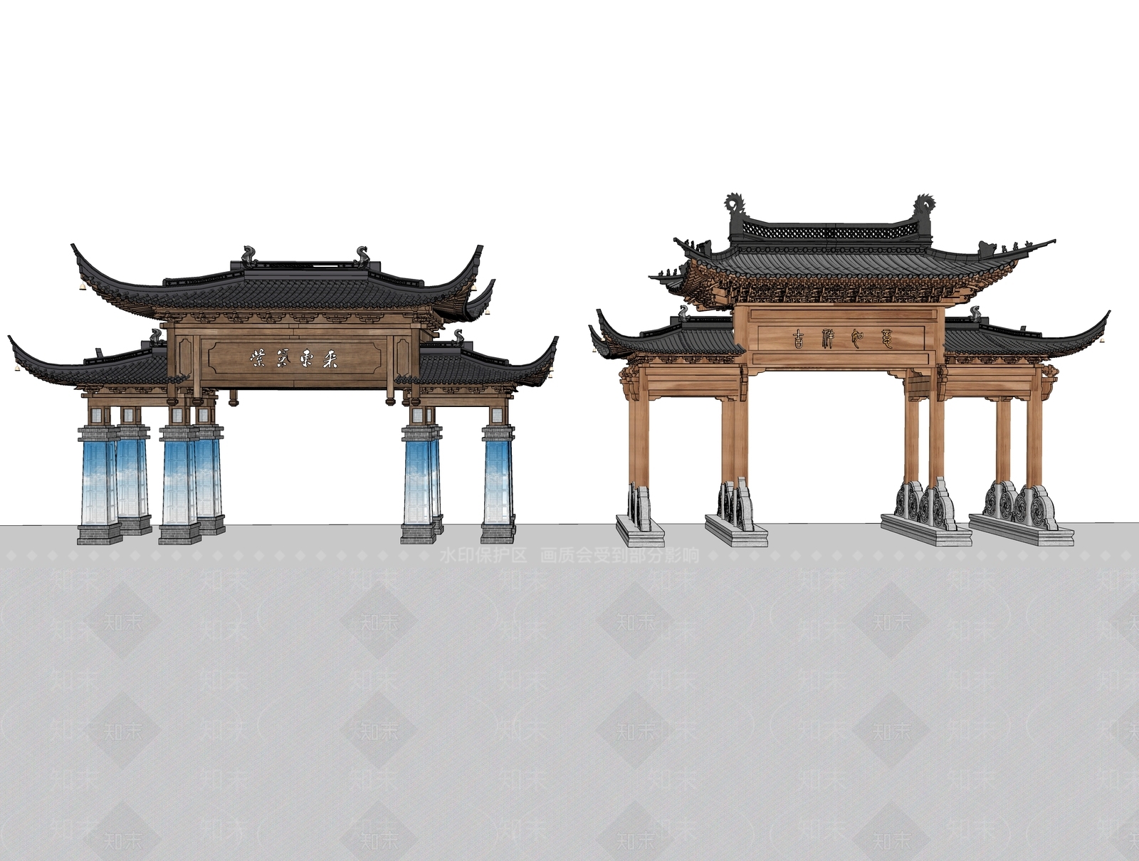 现代新中式牌坊牌楼SU模型下载【ID:1191422001】