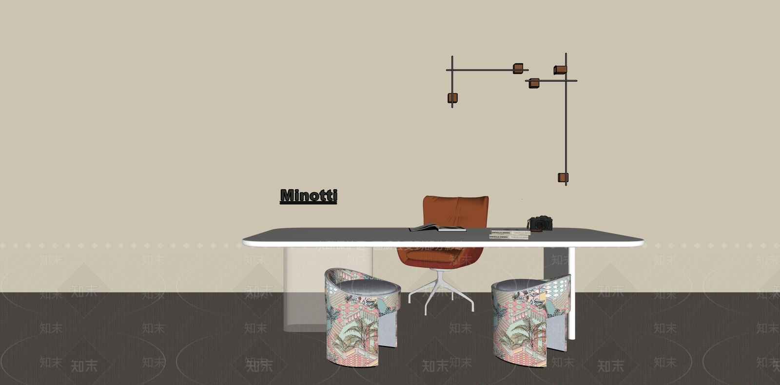 现代极简办公桌3D模型下载【ID:1191422916】