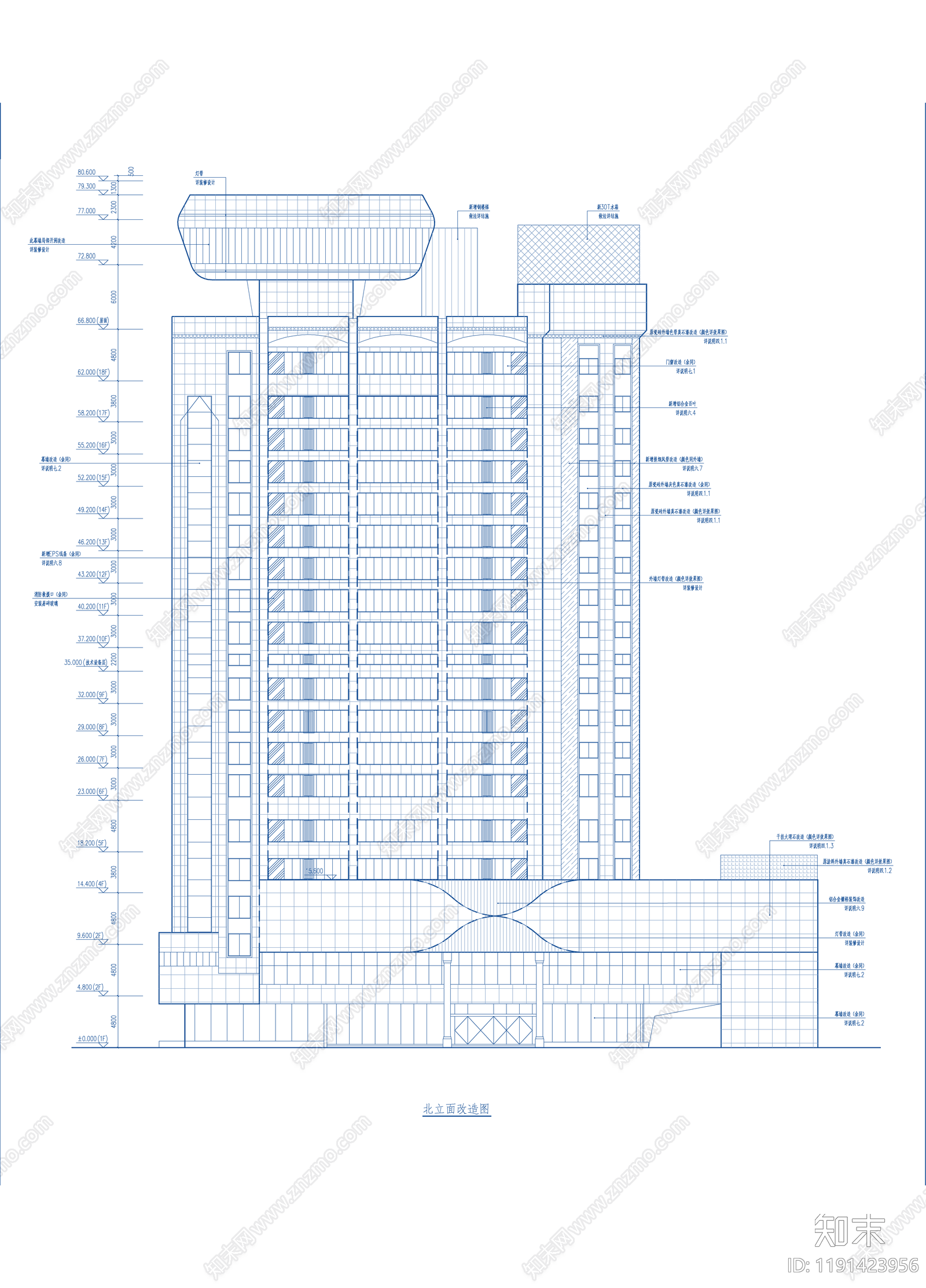 现代商场cad施工图下载【ID:1191423956】