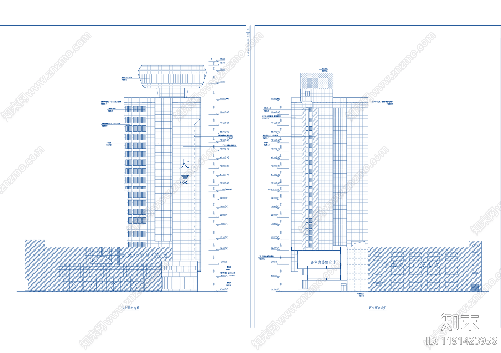 现代商场施工图下载【ID:1191423956】