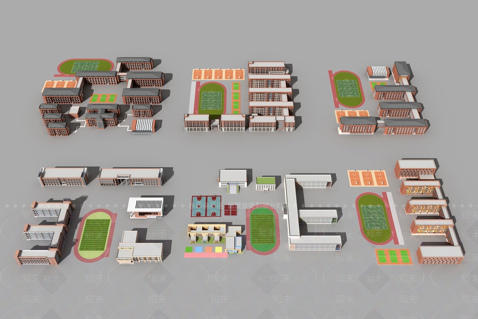 现代欧式学校建筑SU模型下载【ID:1191425874】