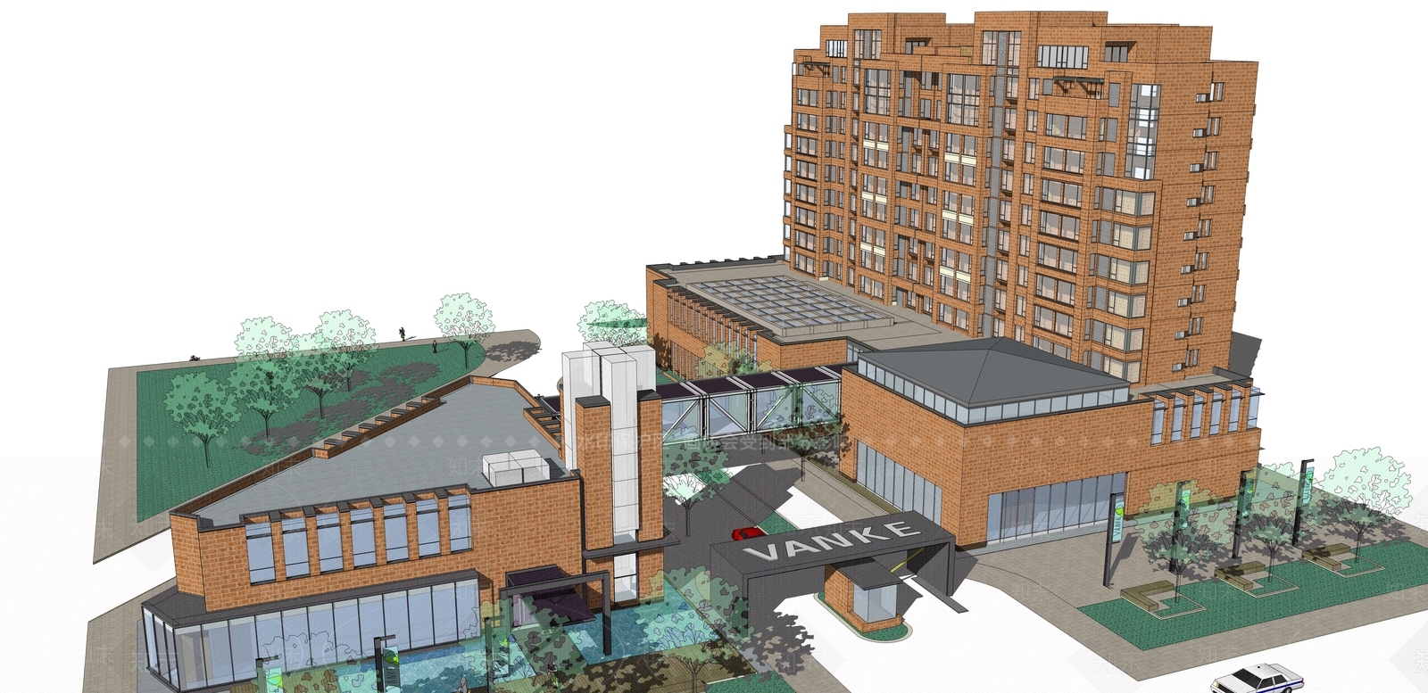 现代售楼处建筑SU模型下载【ID:1191426288】