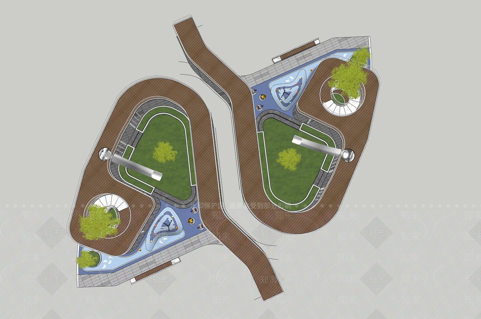 现代景观公园SU模型下载【ID:1191426134】