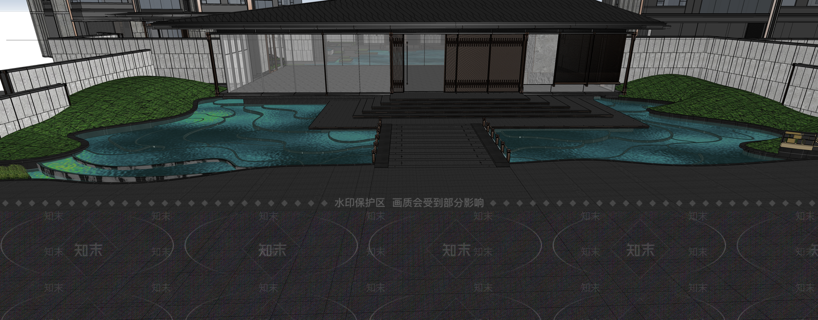 新中式现代办公景观SU模型下载【ID:1191431048】