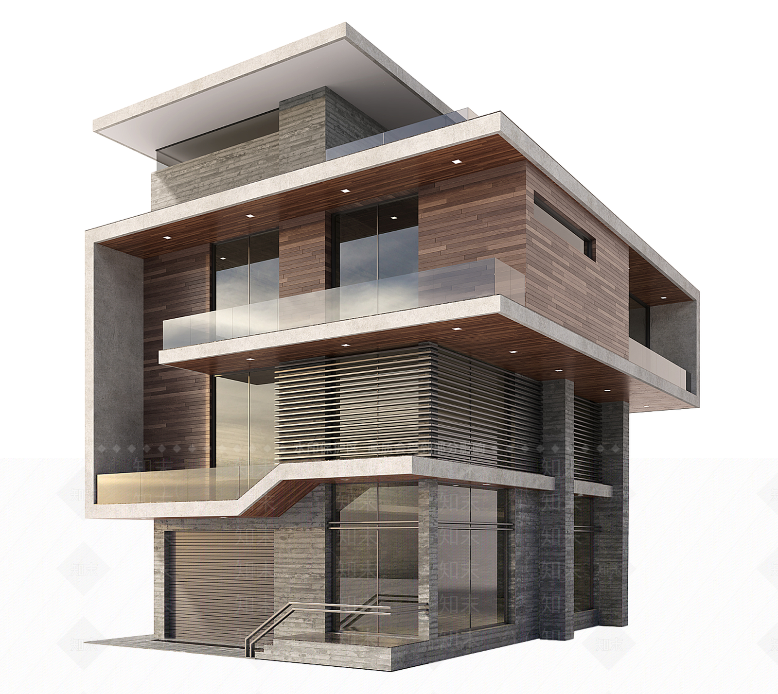 中式新中式别墅外观3D模型下载【ID:1191432544】