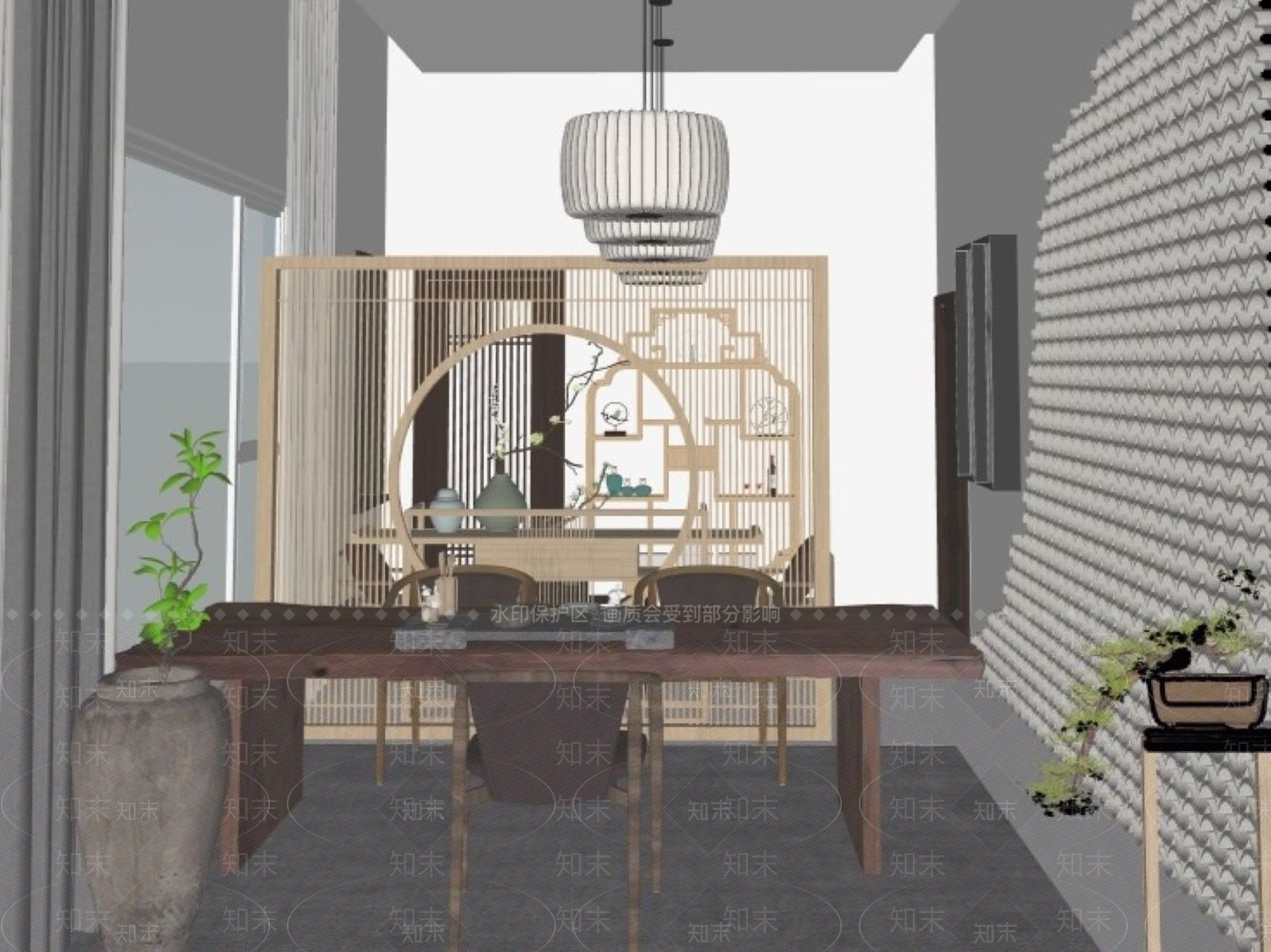 现代新中式茶馆SU模型下载【ID:1191432889】
