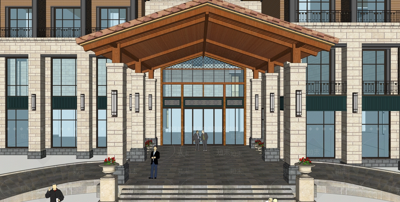 法式售楼处建筑SU模型下载【ID:1191433401】