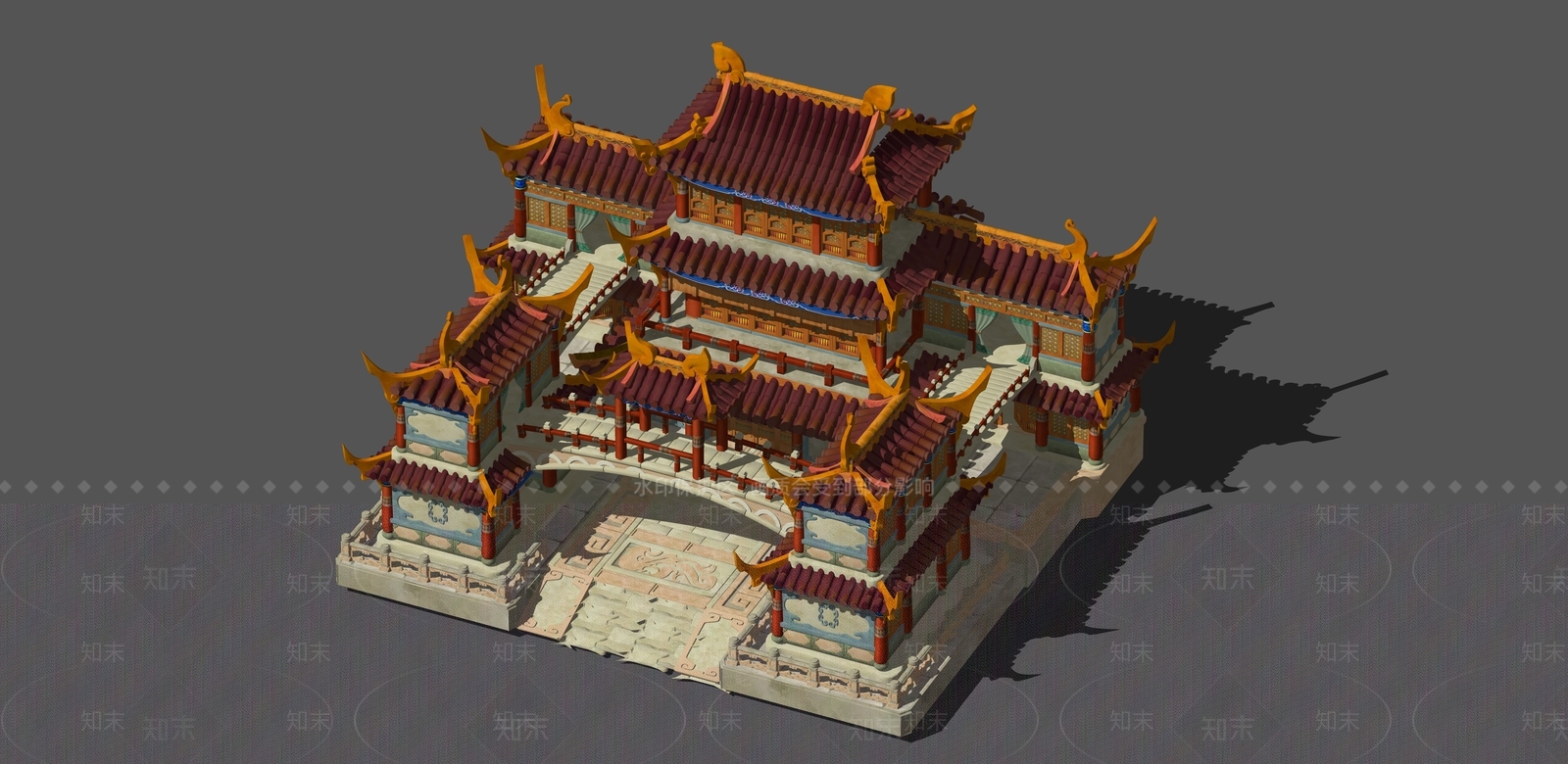中式复古古建筑SU模型下载【ID:1191437412】
