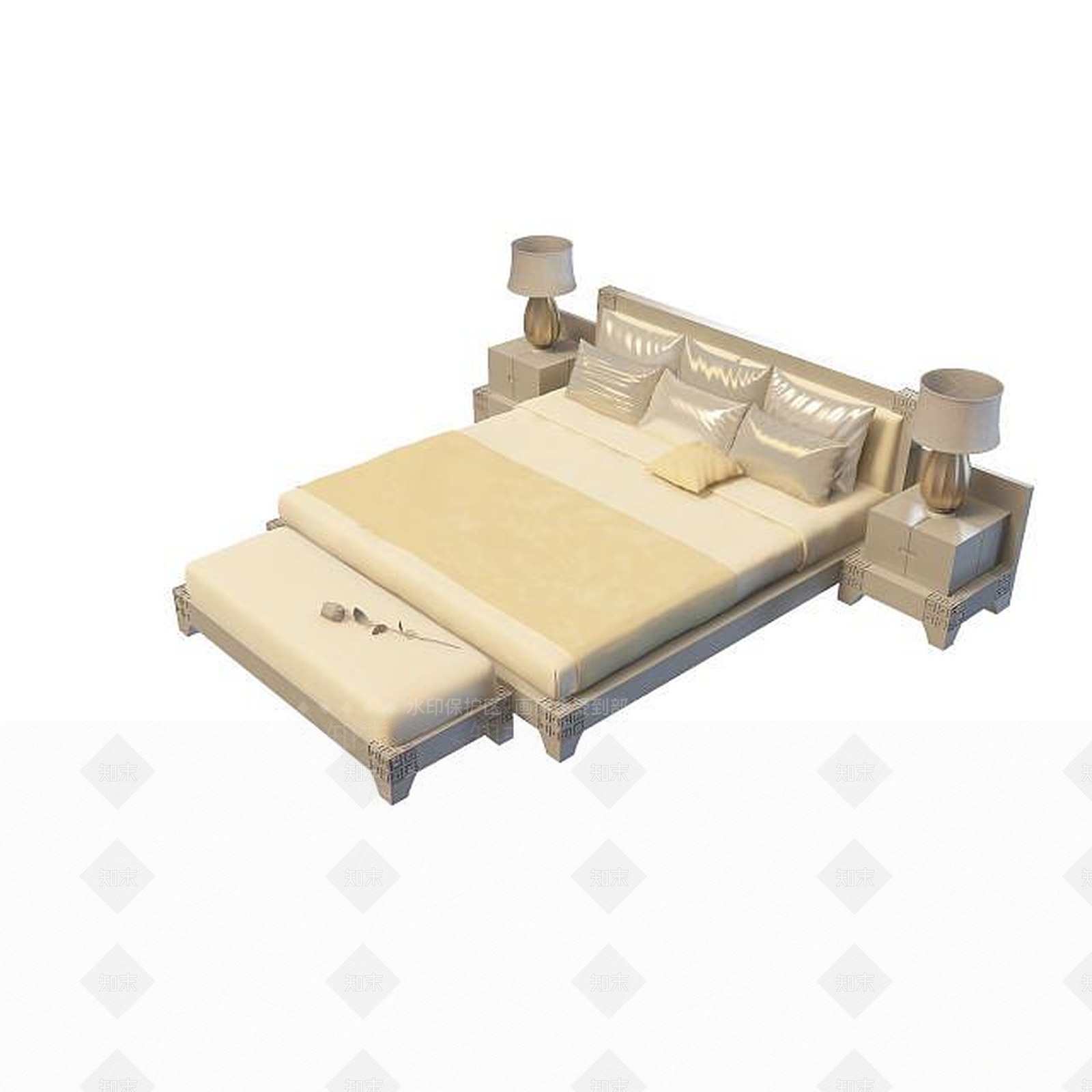 现代双人床3D模型下载【ID:1199509194】