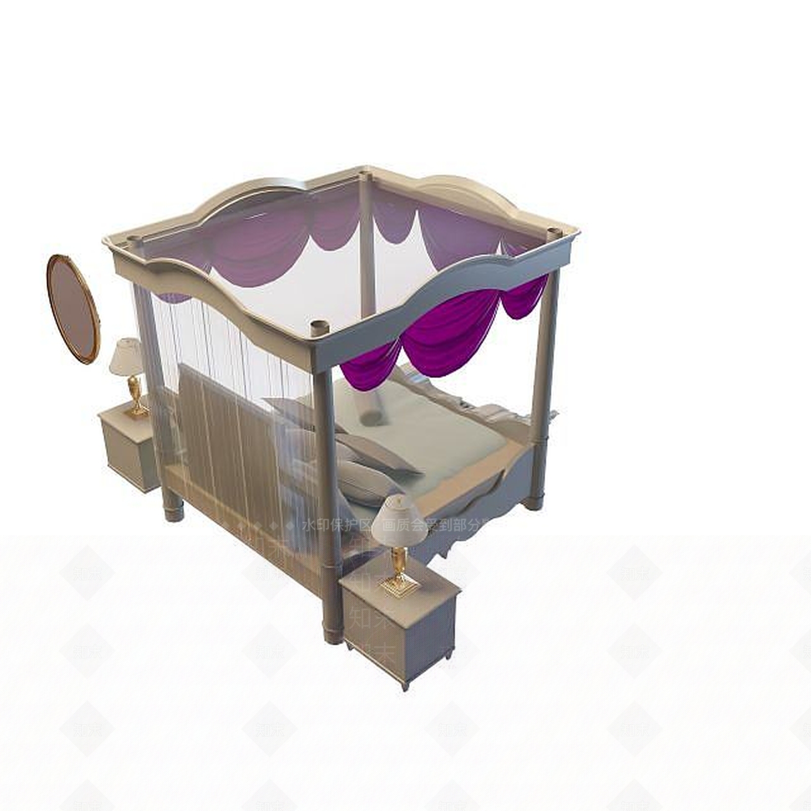 现代双人床3D模型下载【ID:1199506273】