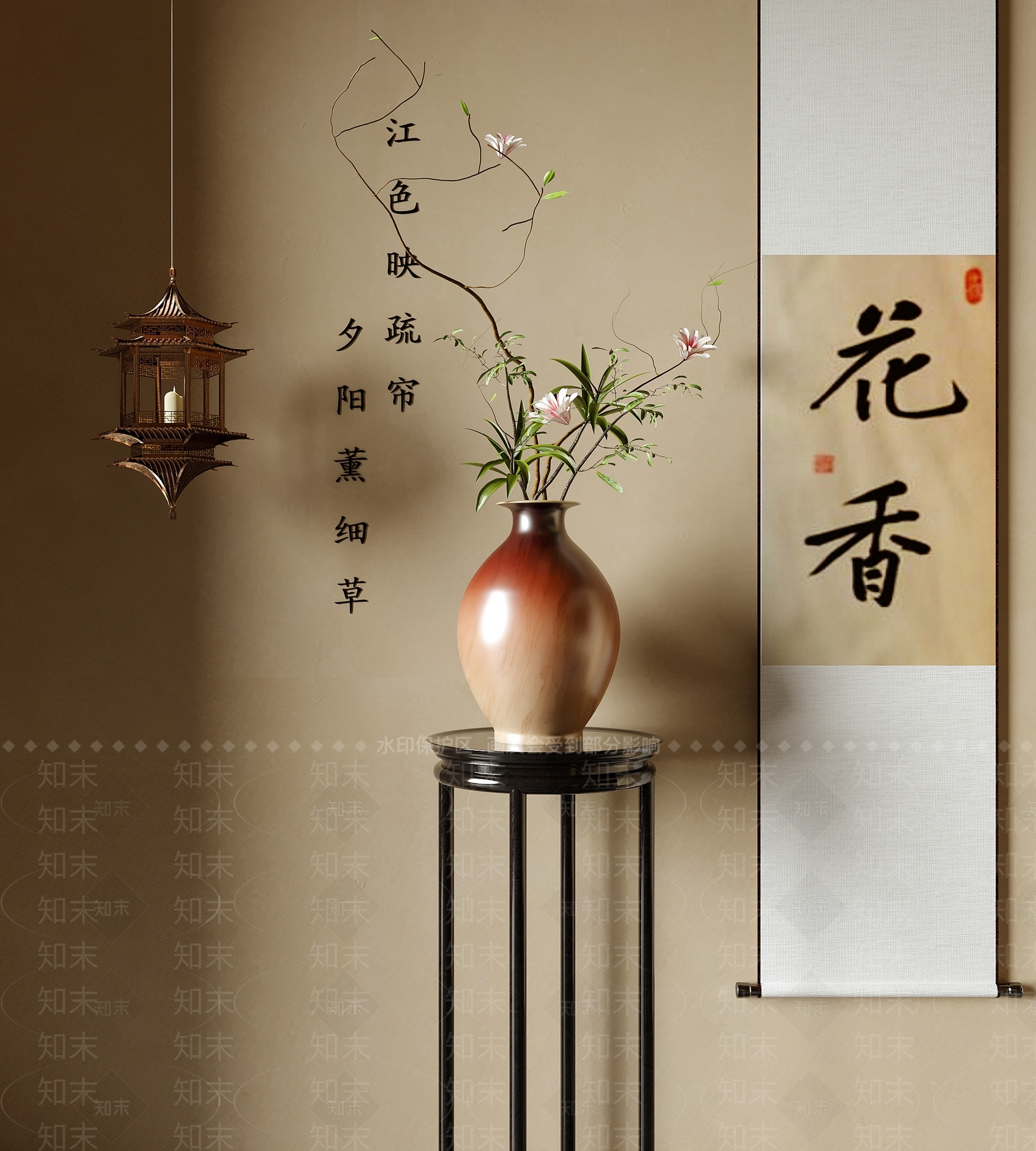 新中式中式花瓶3D模型下载【ID:1191444812】