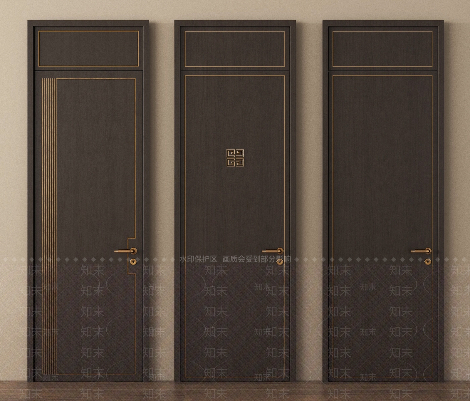 新中式单开门3D模型下载【ID:1191444572】