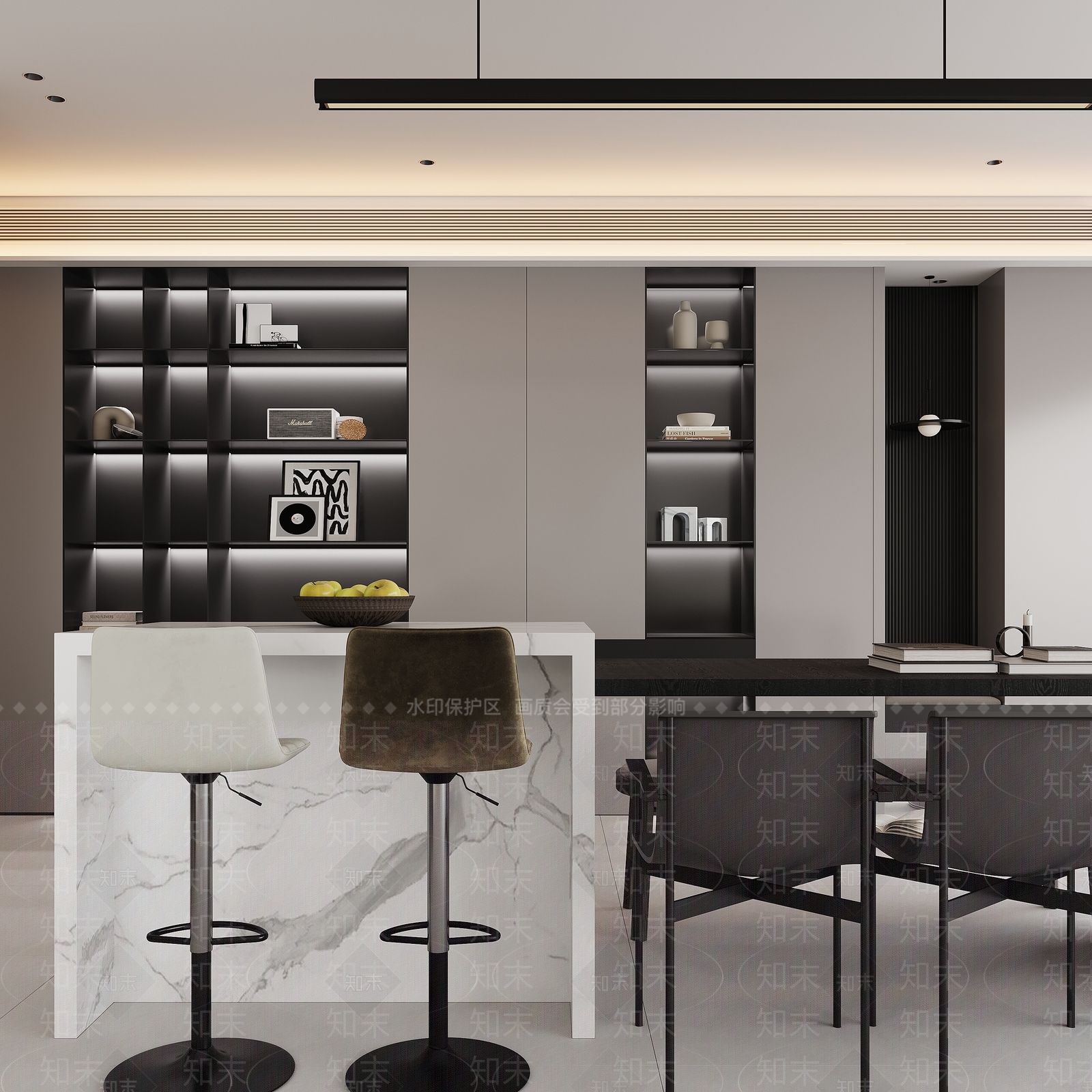 现代家居餐厅3D模型下载【ID:1191447935】