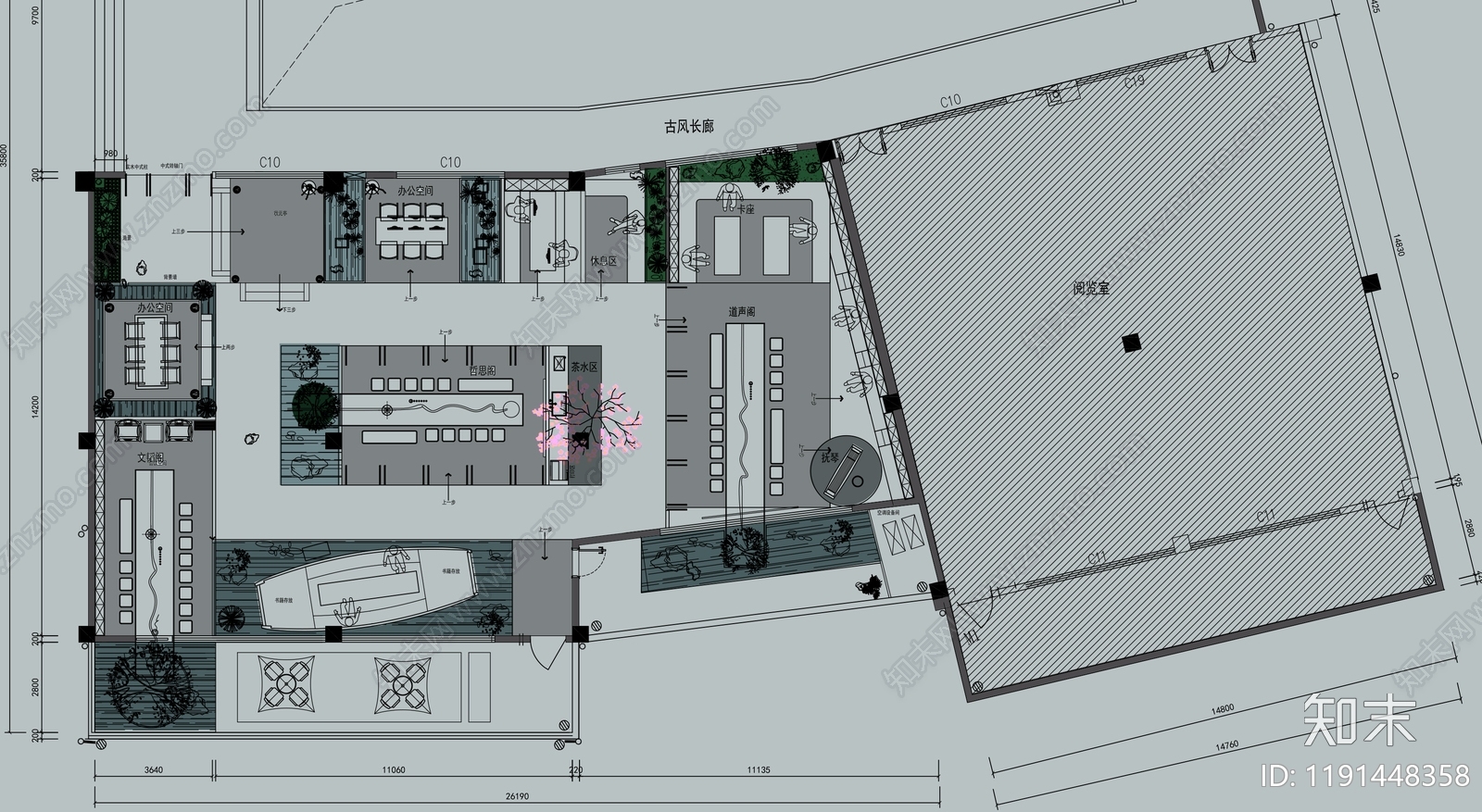 新中式现代其他工装空间施工图下载【ID:1191448358】