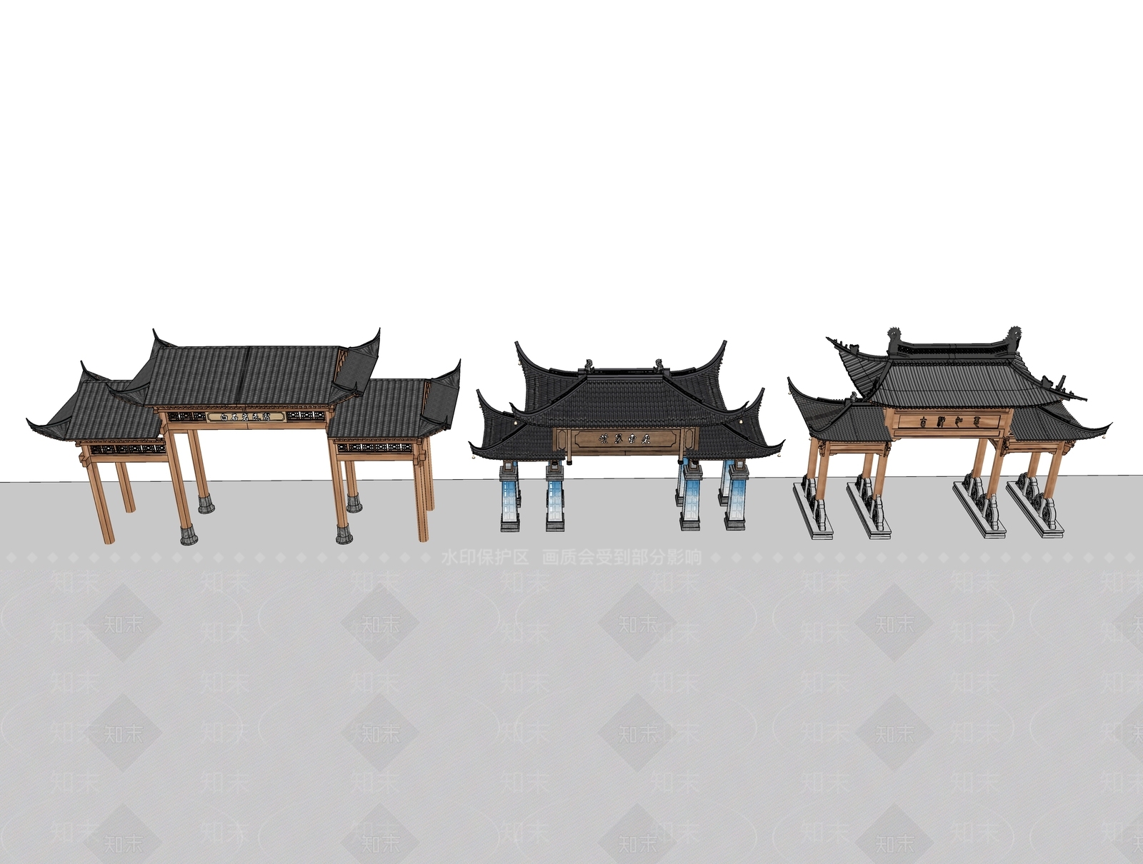 现代牌坊牌楼SU模型草图