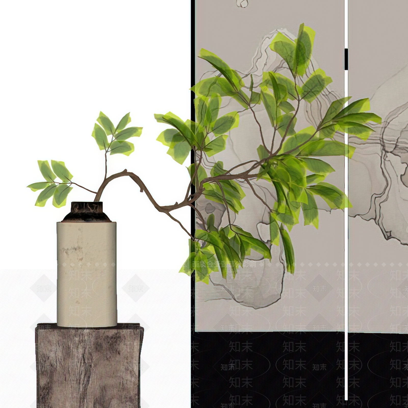 新中式花艺SU模型下载【ID:1191448888】