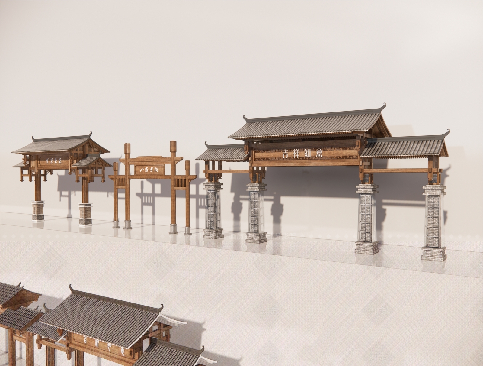 现代新中式牌楼牌坊3D模型下载【ID:1191449418】
