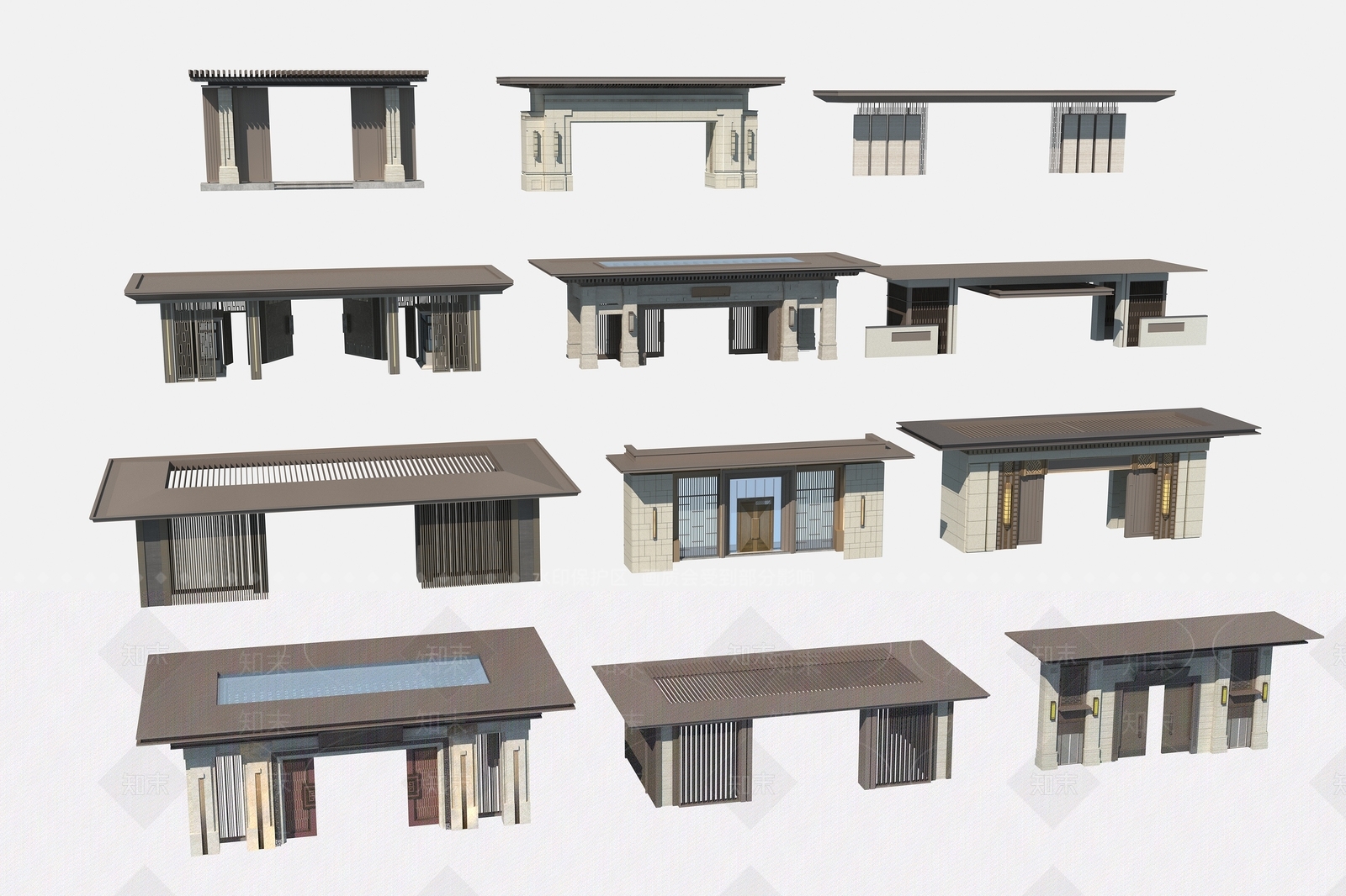 新中式入口3D模型下载【ID:1191449524】