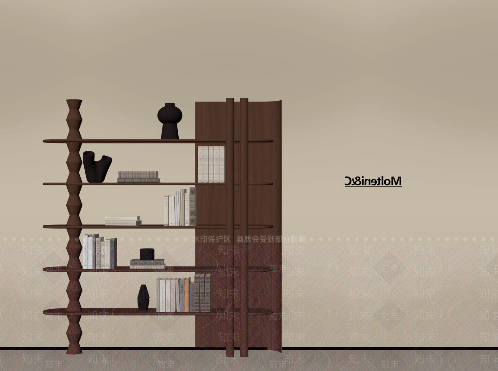 中古侘寂书架SU模型下载【ID:1191449758】