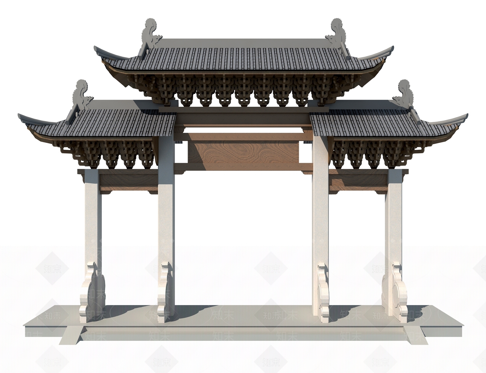 新中式牌楼牌坊3D模型下载【ID:1191450567】