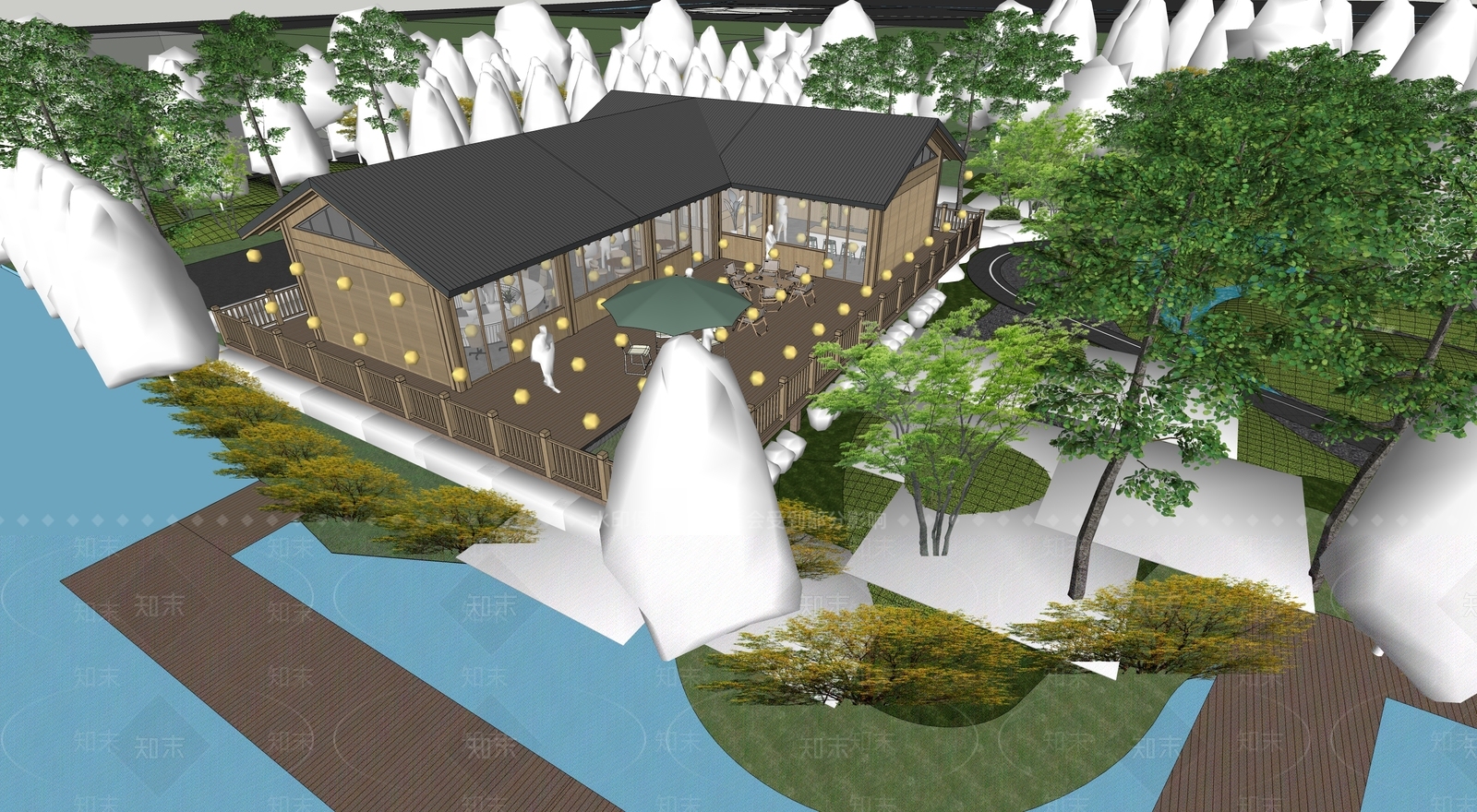 原木小公建SU模型下载【ID:1191452675】