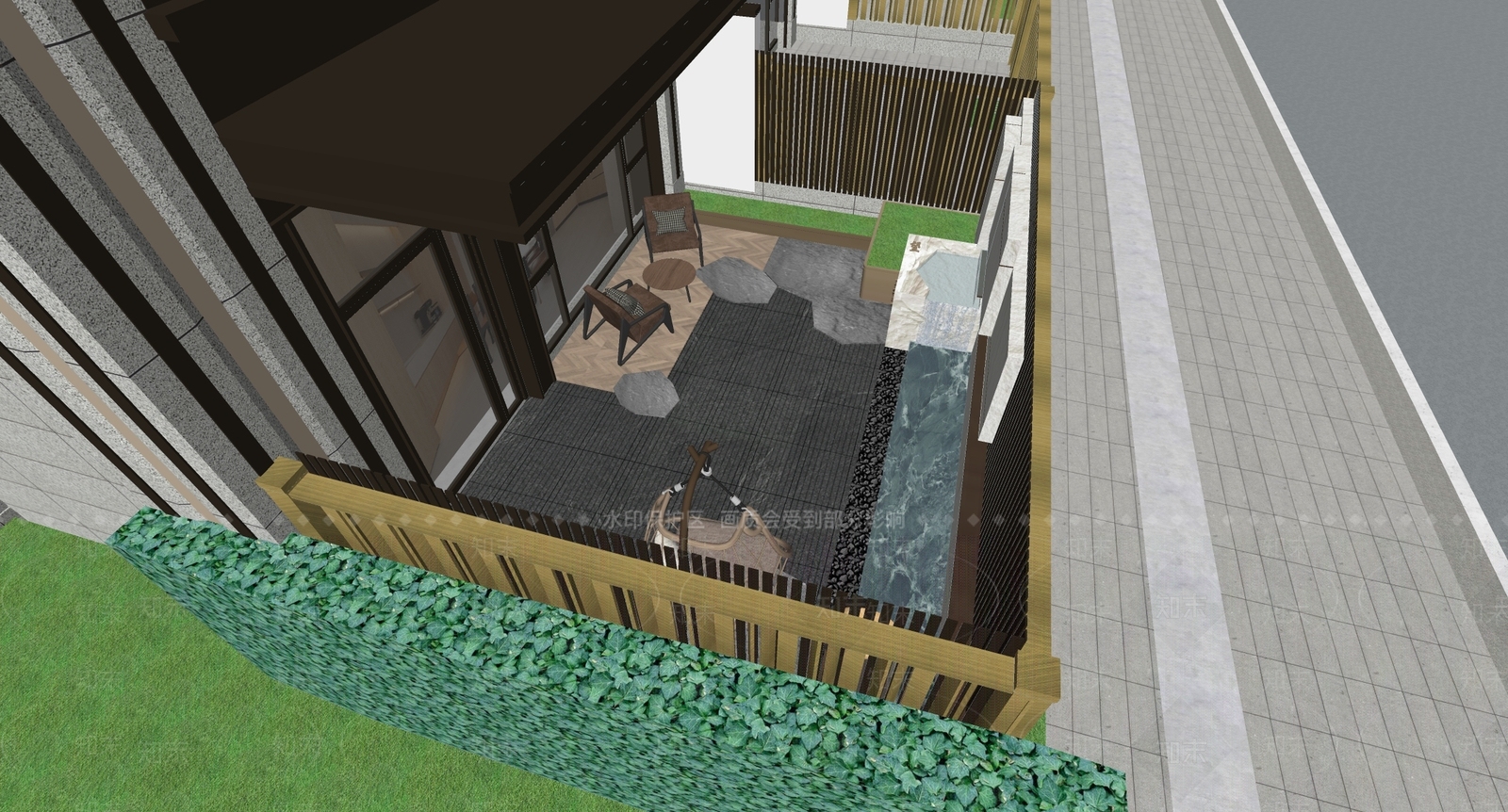 现代别墅庭院SU模型下载【ID:1191453926】