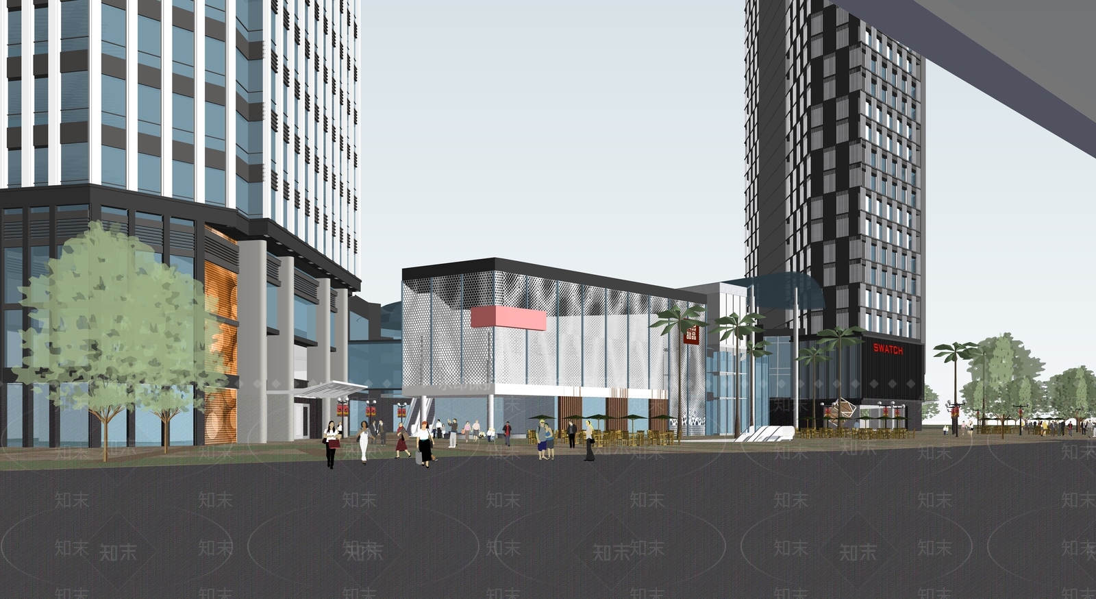现代轻奢商场建筑SU模型下载【ID:1191454271】