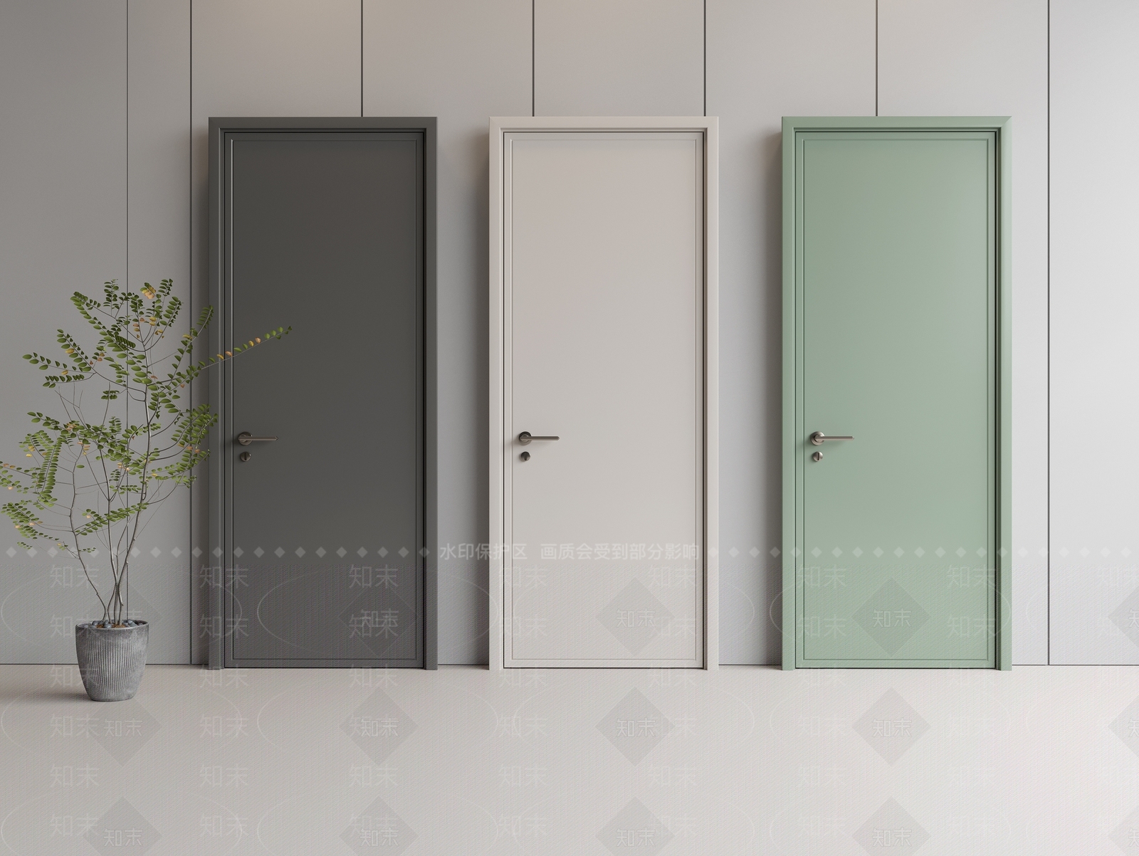 现代极简单开门3D模型下载【ID:1191454849】