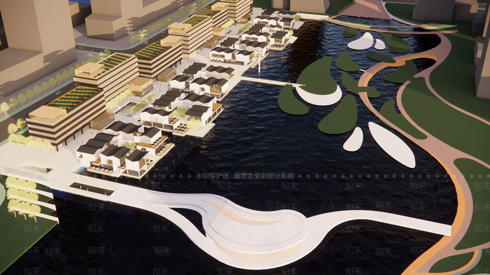 现代极简商业街SU模型下载【ID:1191455370】