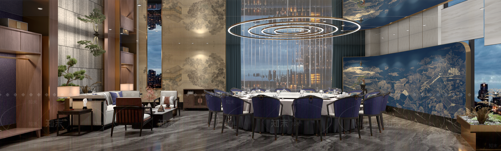 现代新中式中餐厅3D模型下载【ID:1191455686】