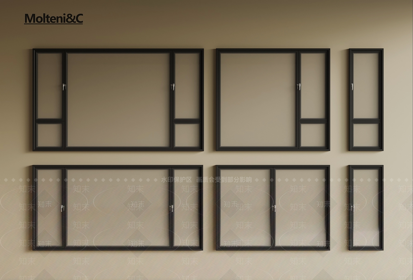 现代平开窗SU模型下载【ID:1191455721】