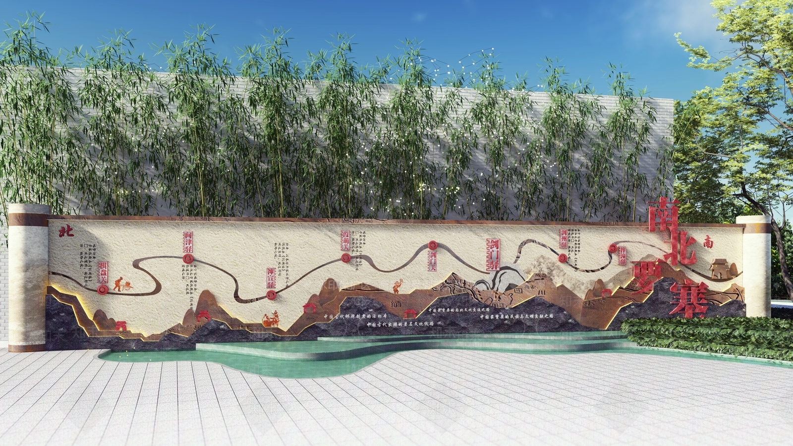 新中式现代景墙SU模型下载【ID:1191456473】