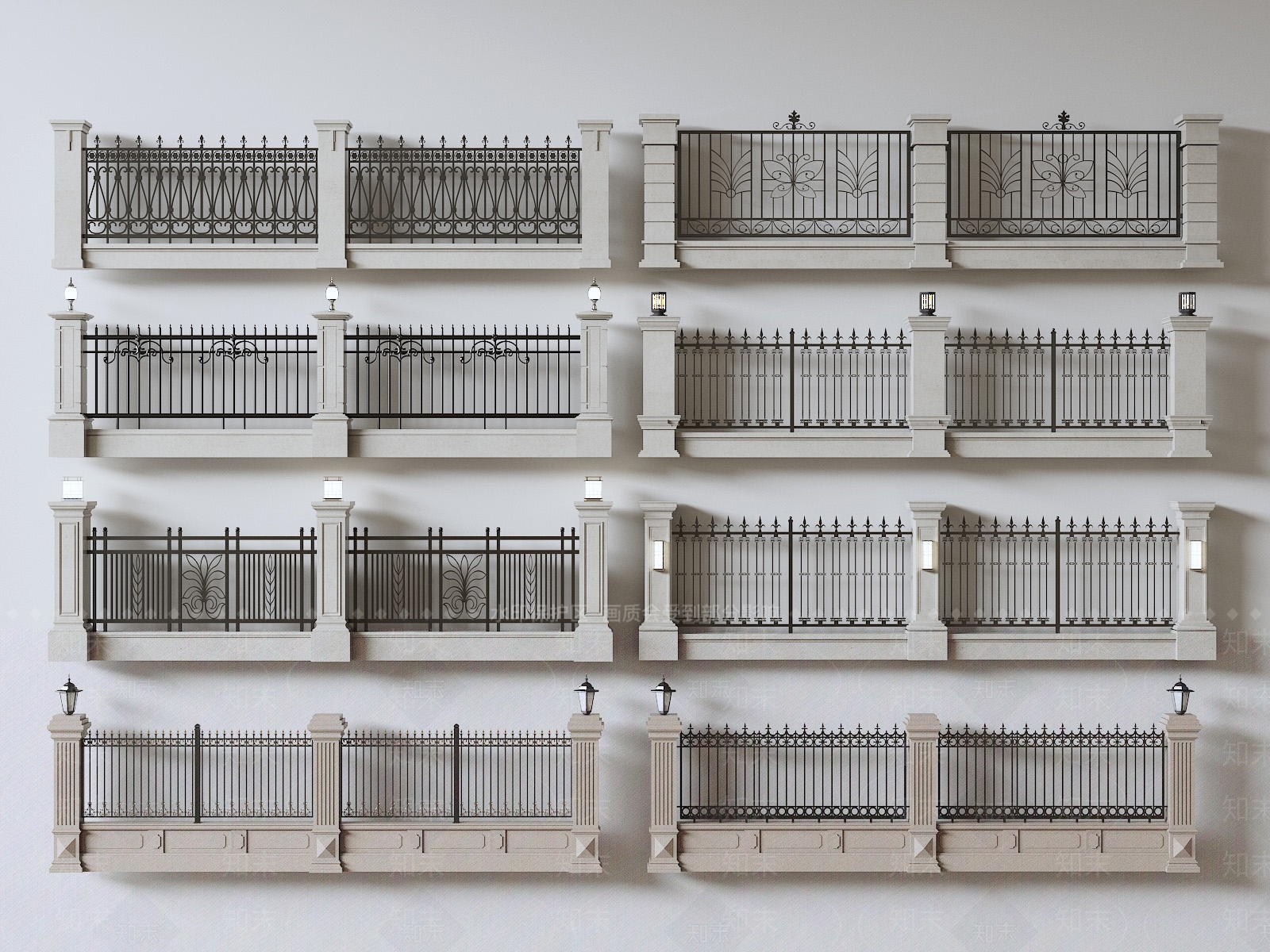 现代围墙3D模型下载【ID:1191459375】
