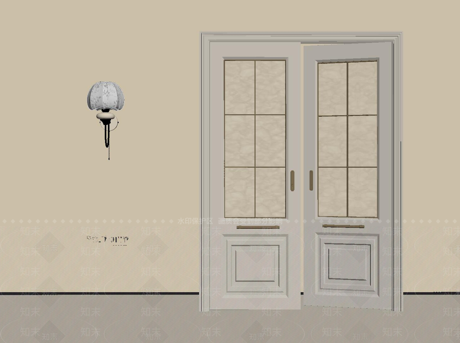 法式奶油双开门SU模型下载【ID:1191459518】